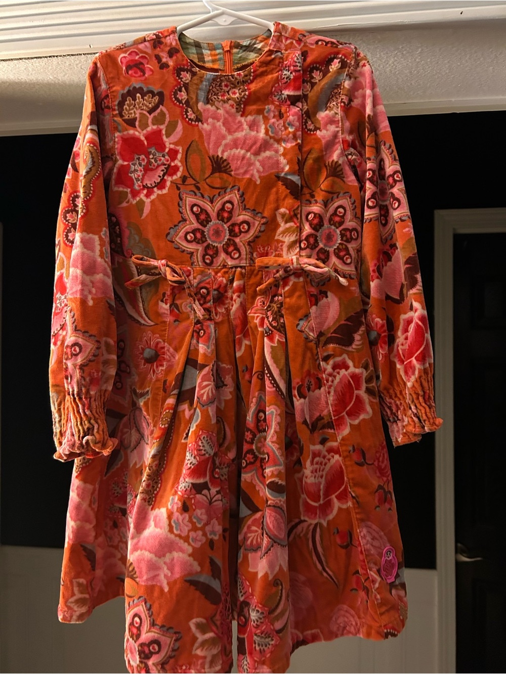 Oilily Orange and Pink Floral Tie-Waist Girls' Dress